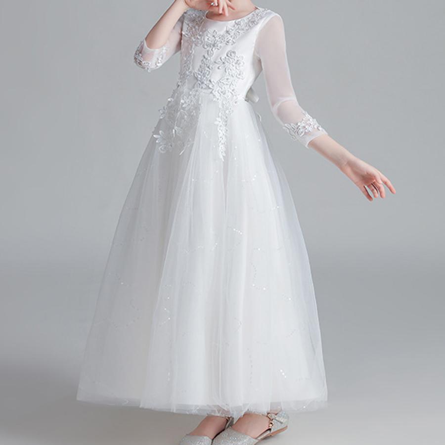 ドレス 子供 発表会 150 ピアノ ピンク キッズ 女の子 プリンセス フォーマル おしゃれ かわいい 白｜mizuki-store｜02