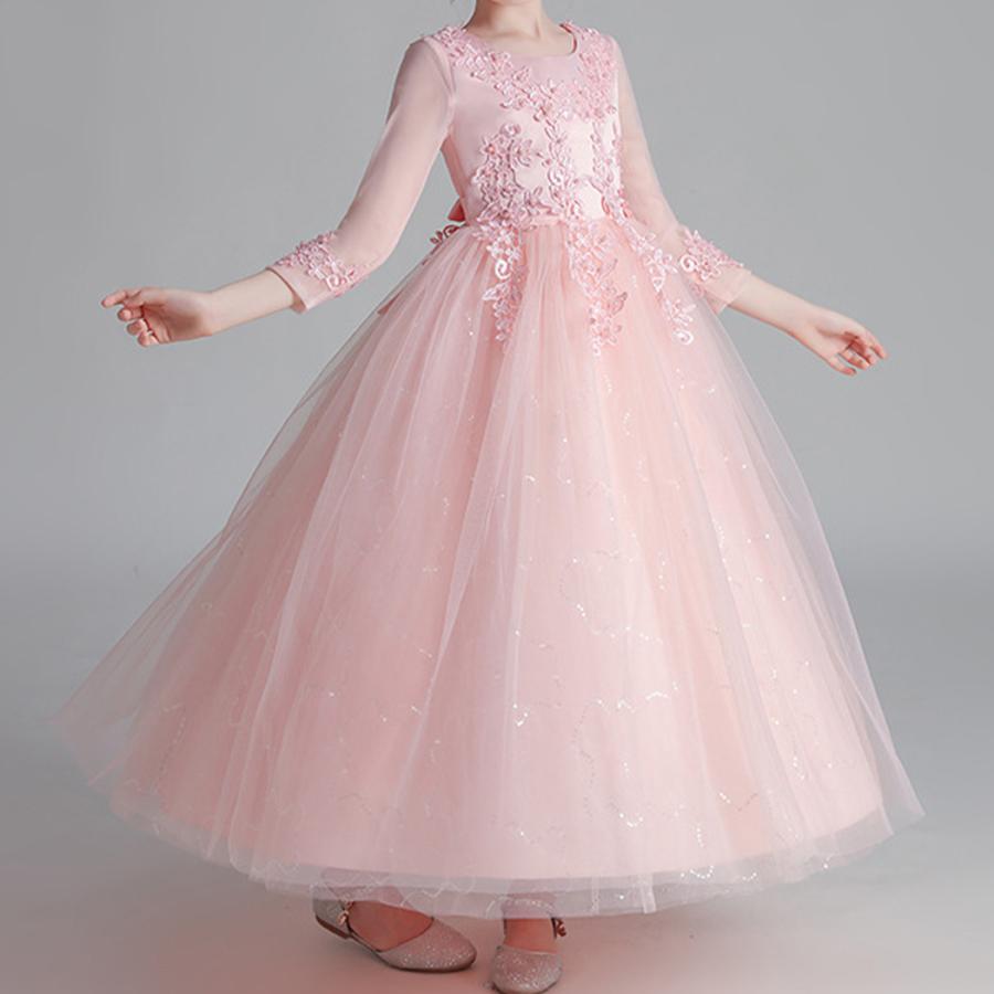 ドレス 子供 発表会 150 ピアノ ピンク キッズ 女の子 プリンセス フォーマル おしゃれ かわいい 白｜mizuki-store｜03