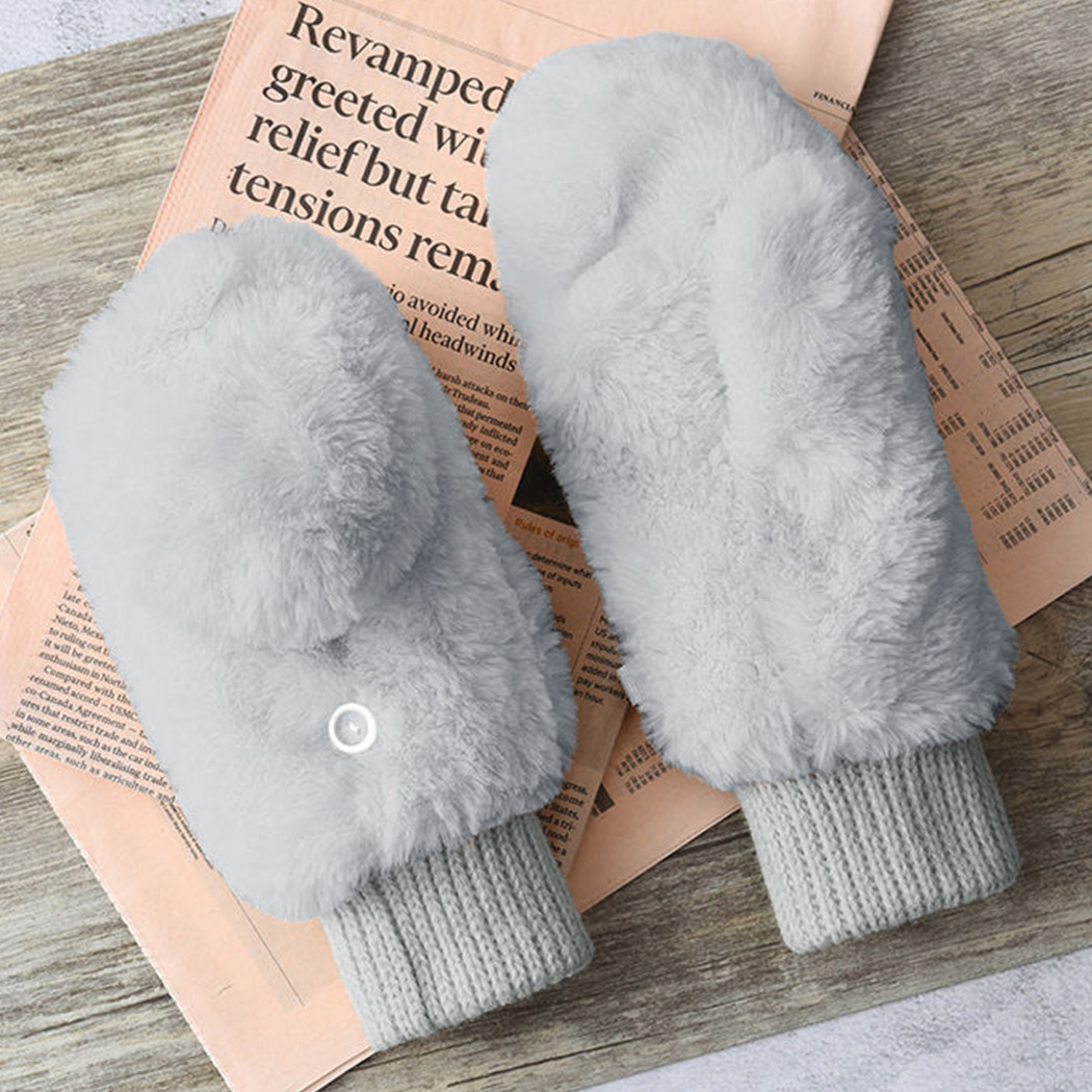 手袋 指なし ミトン レディース 2way グローブ スマホ対応 フェイク