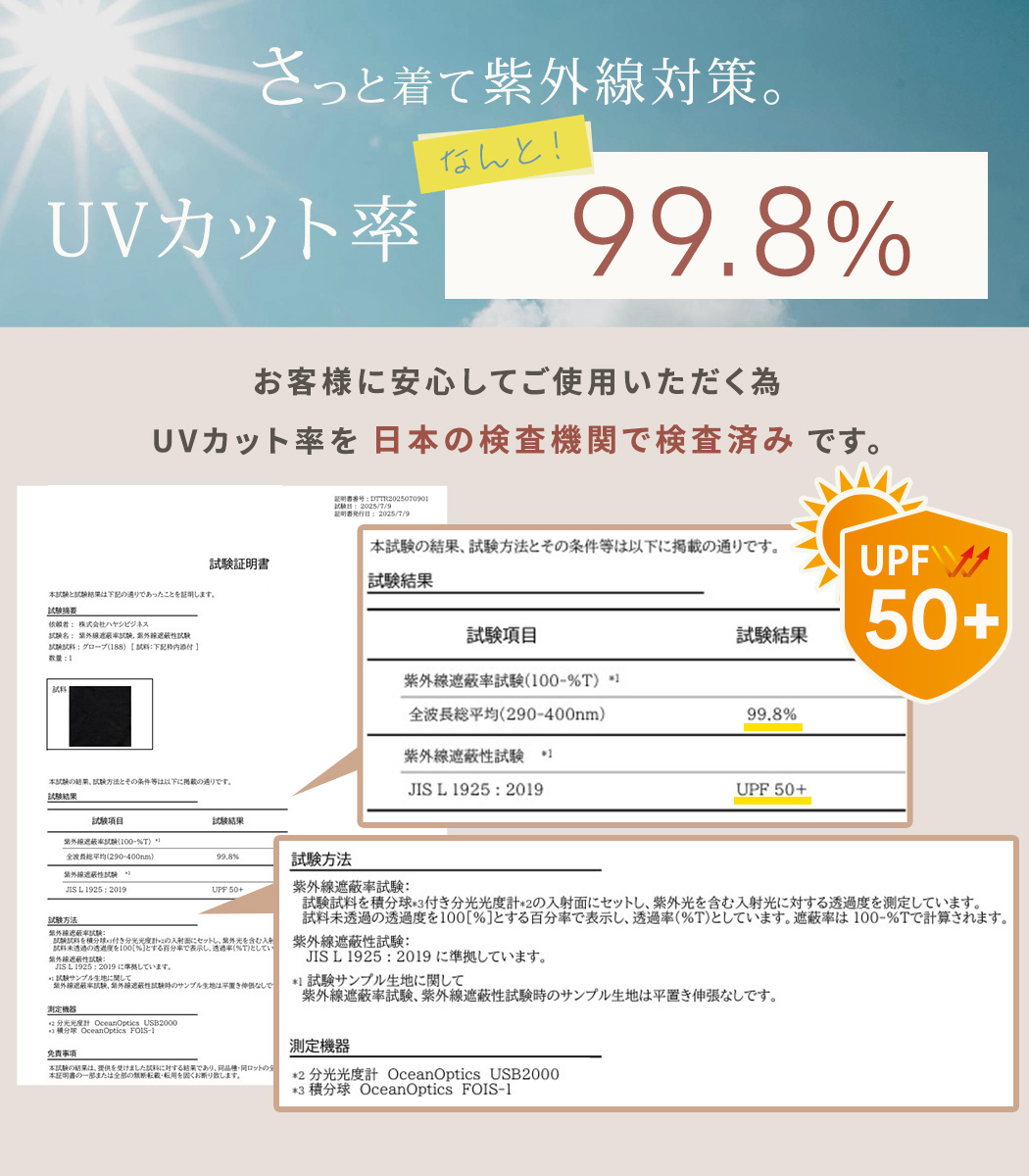 UVカット率 99%以上 アームカバー ロング...の詳細画像3