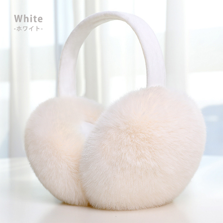 ホワイトファー耳あて・イヤーマフ イヤーマフ 耳あて 防寒 レディース 冬 黒 白 防風 暖かい ふわふわ