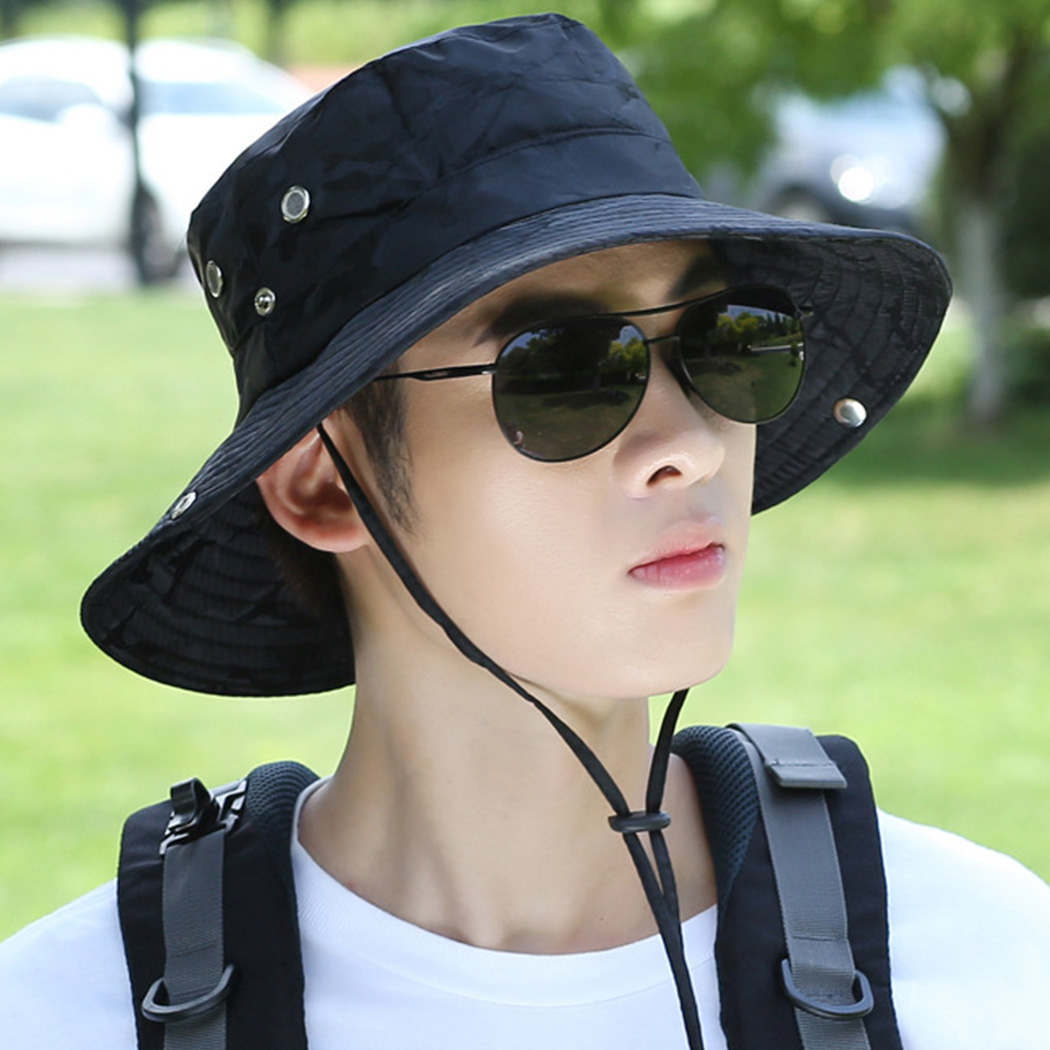 サファリハット メンズ 無地 迷彩 2way 春 夏 秋 スナップボタン