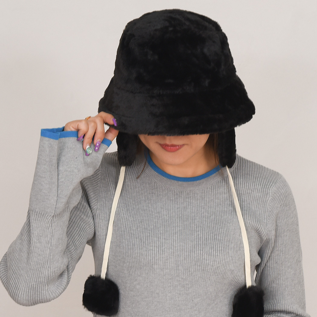 バケット ハット イヤーマフ レディース 冬 もこもこ 帽子 2way