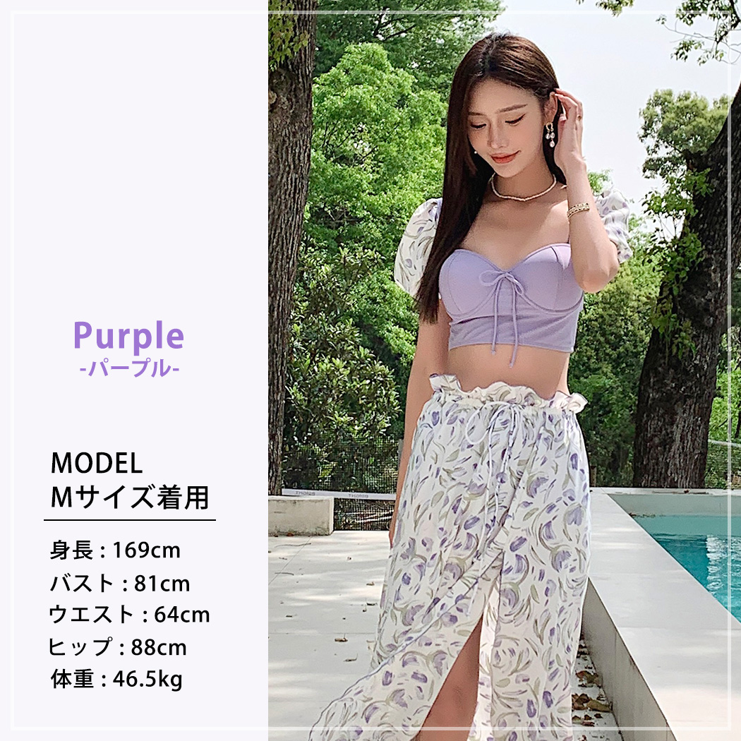 水着 レディース 体型カバー ビキニ セパレート 3点セット 半袖 おしゃれ かわいい 韓国 大人っぽい 服みたいな スカート 長め 花柄｜mizuki-store｜07