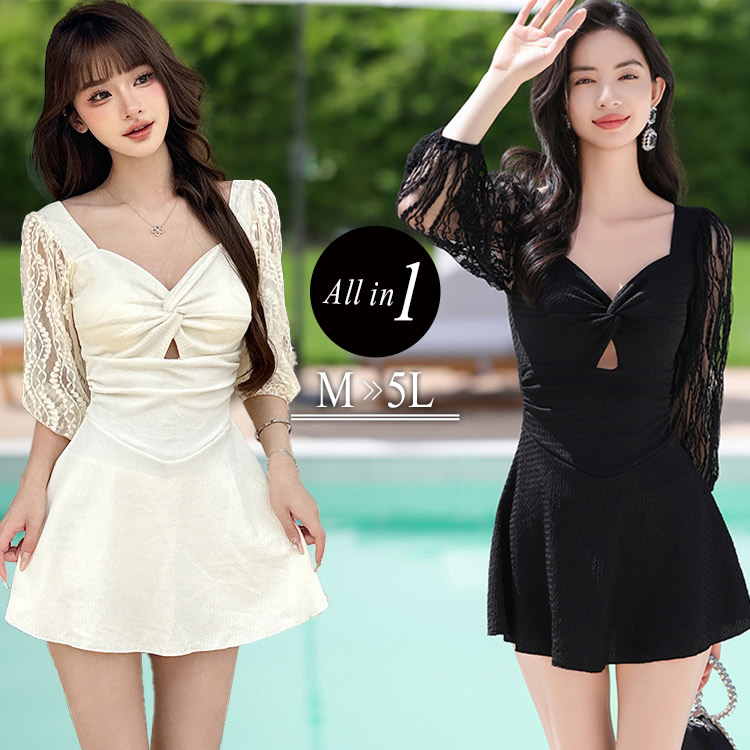 水着 ワンピース シアー 透け感 半袖 ライン レディース 黒 夏 シアーラインデザインワンピース/水着【SEADRESS シードレス