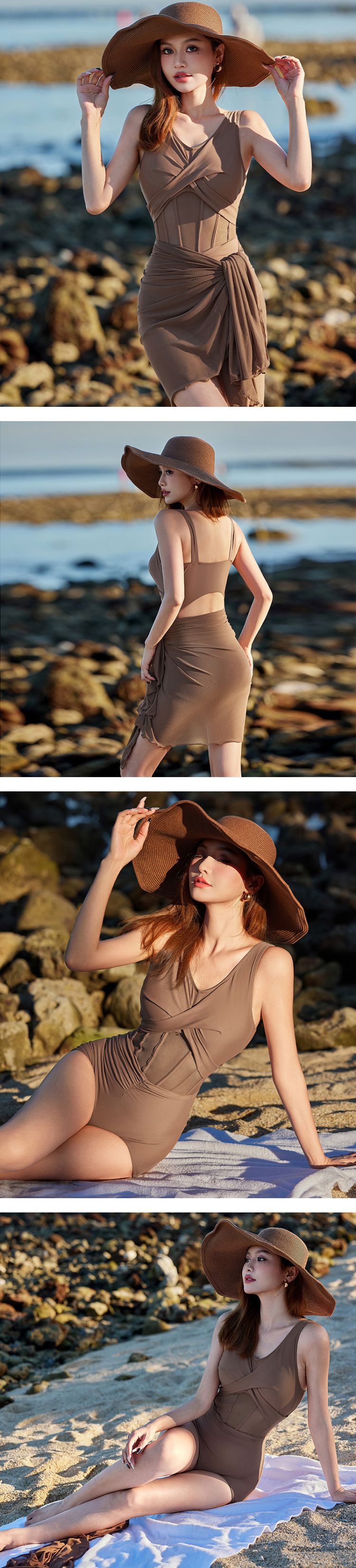 ワンピ水着 シアー 黒