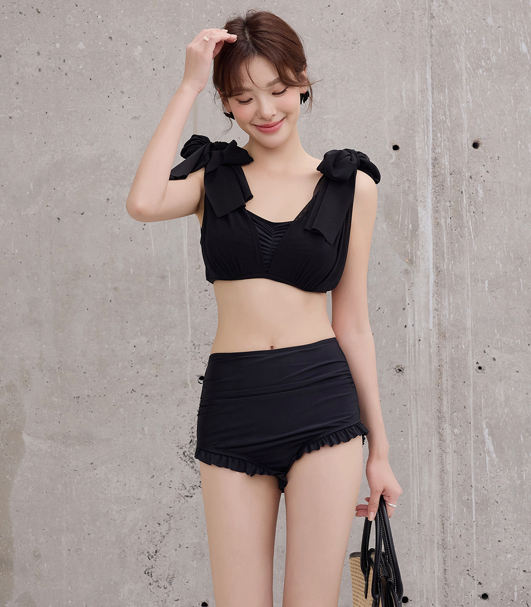 ☆☆☆☆☆ トップスとスカートのせットと黒ビキニセット TeddyShop ビキニ 水着 レディース ハイウエスト ショーツ 2点