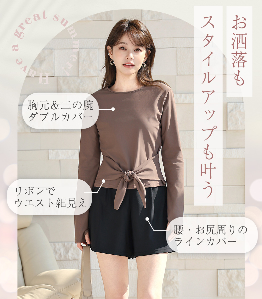 UVカット率 99%以上 水着 体型カバー レ...の詳細画像3