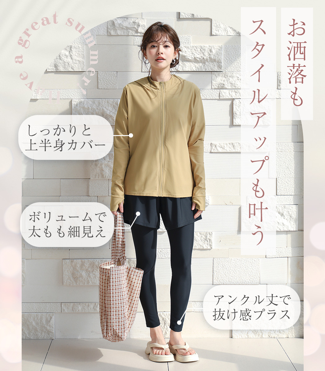 UVカット率 99%以上 水着 体型カバー レ...の詳細画像3