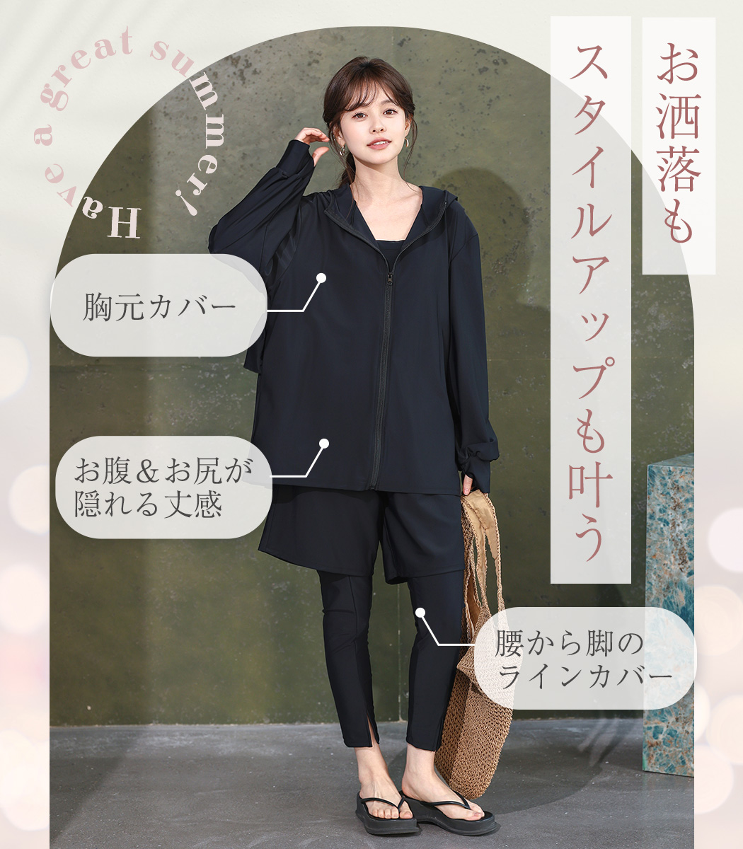 UVカット率 99%以上 水着 体型カバー レ...の詳細画像3