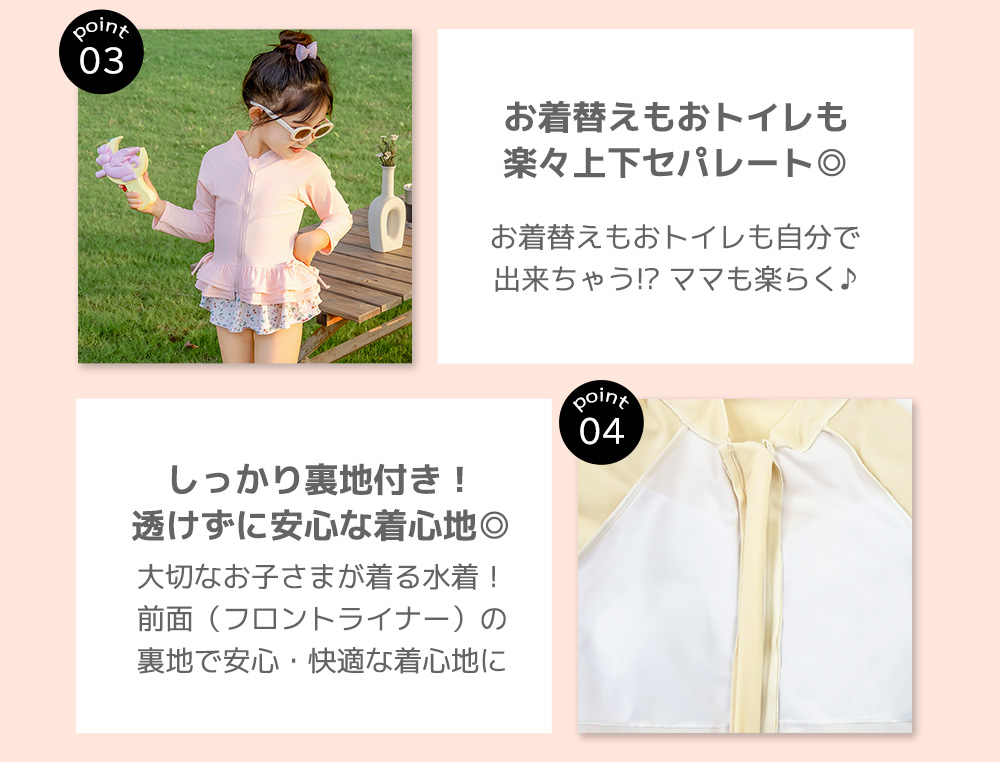 キッズ 水着 女の子 セパレート 長袖 ラッシュガード ビキニショーツ