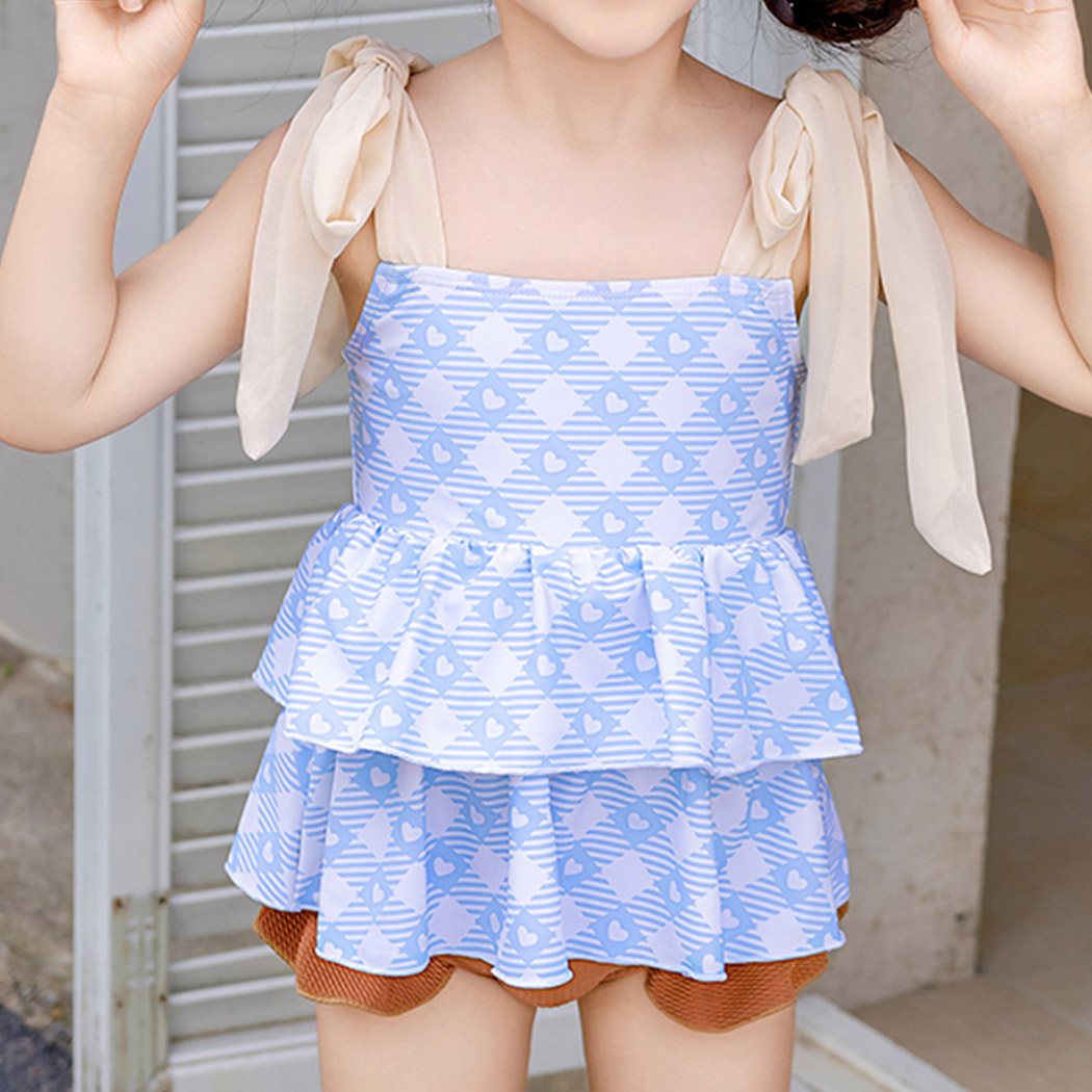 キッズ 水着 女の子 タンキニ セパレート スイムキャップ 3点セット 90