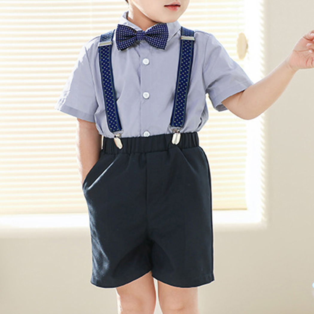 キッズ スーツ 半袖 男の子 フォーマル 4点セット 薄手 シャツ パンツ