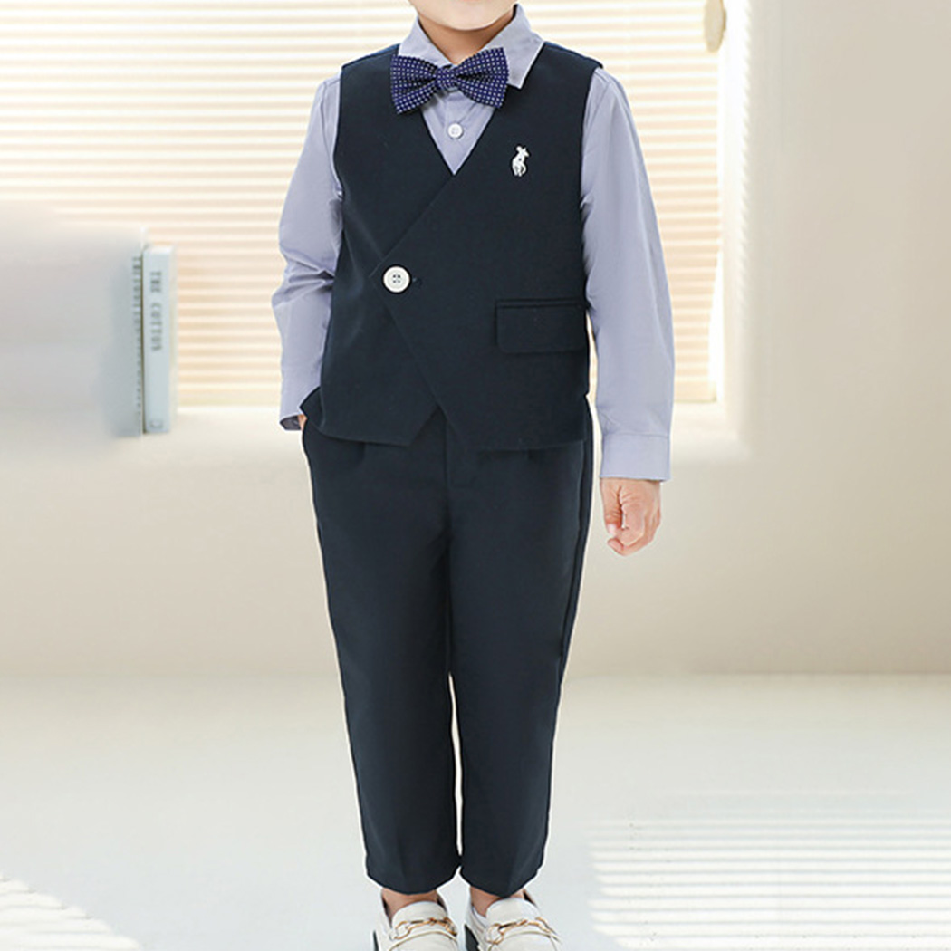 キッズ スーツ 長袖 男の子 フォーマル 5点セット 薄手 シャツ パンツ