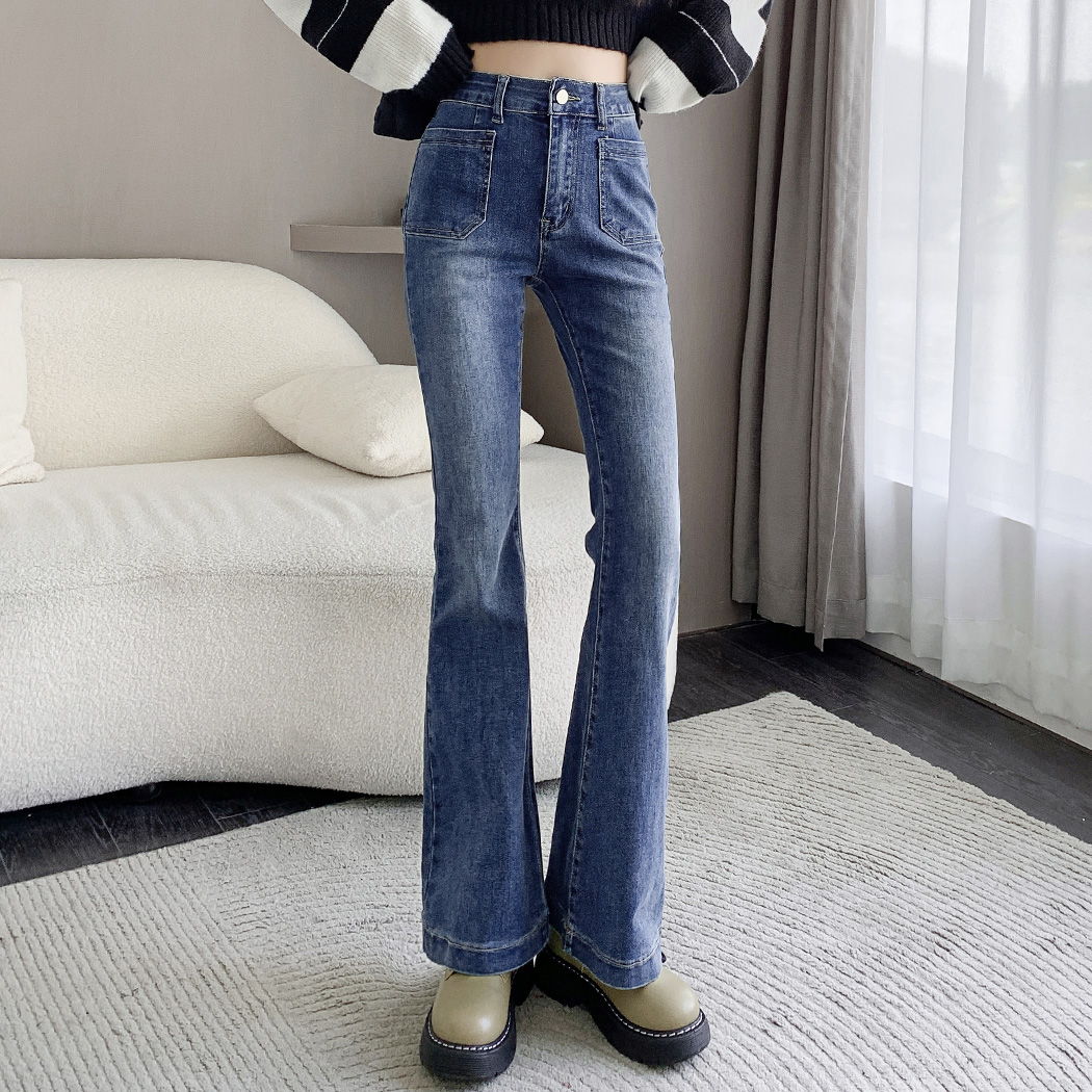 裏起毛 デニム レディース フレアパンツ 防寒 寒さ対策 中厚手