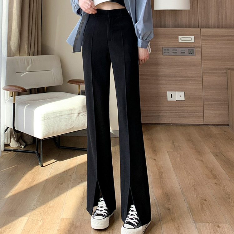 AMERI PANTS 春 黒 リボン ストレートパンツ フレアパンツ　可愛い フレアパンツ レディース スラックス きれいめ ボトムス ズボン