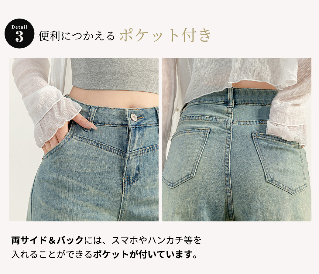 デニム パンツ ストレート ジーパン ジーンズ 2色 レトロ 韓国 リアルスタイル REAL STYLE デニムパンツ レディース ワイド
