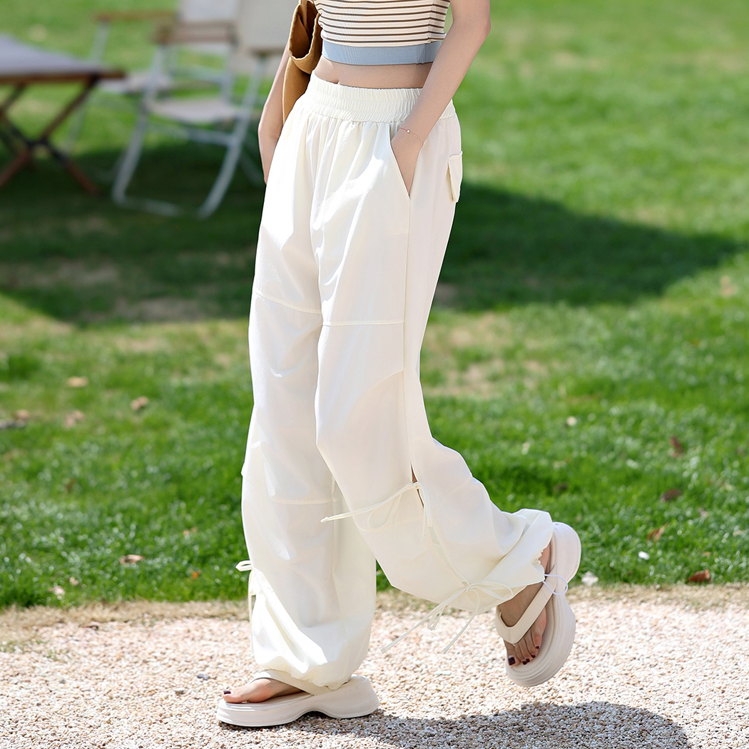 パラシュートパンツ ラッシュガード きれいめ カーゴパンツ リボン