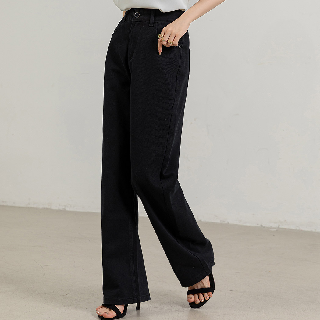 ストレート デニム パンツ レディース 美脚 ハイウエスト サイズ調整