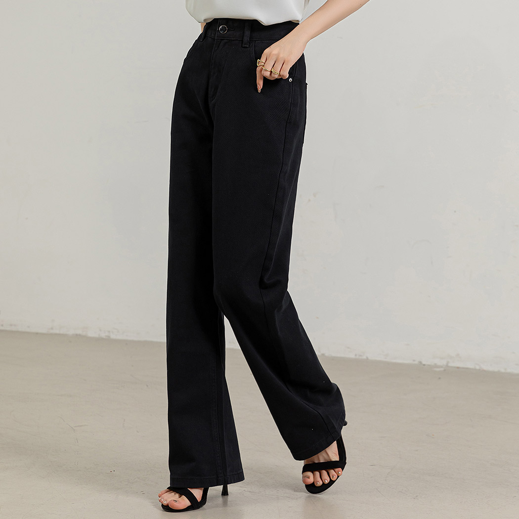 ストレート デニム パンツ レディース 美脚 ハイウエスト サイズ調整