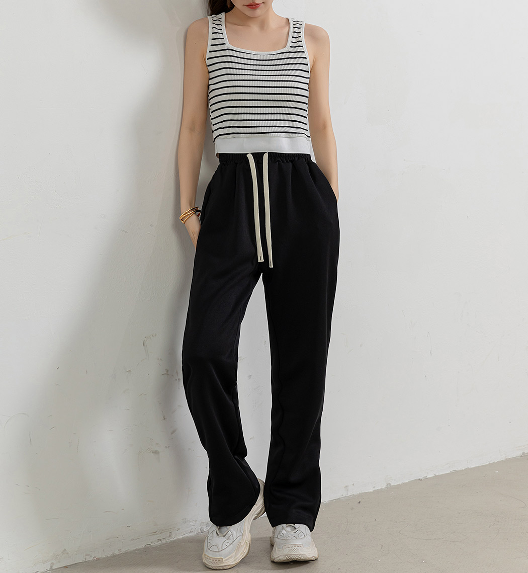 スウェット パンツ 紐 レディース ストレート ボトムス ウエストゴム