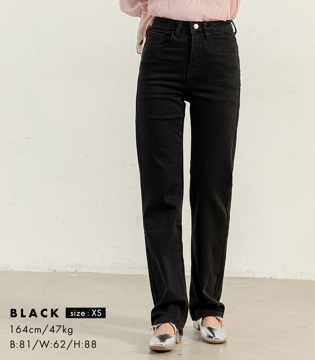 ストレート デニム パンツ レディース 美脚 大きいサイズ ピーチ起毛