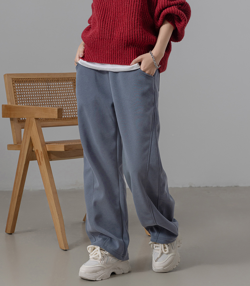 秋冬コーデ✨ハイウエストロングパンツ　ゆったりシルエット　シンプルデザイン タックパンツ レディース 秋冬 イージーパンツ ストレートパンツ