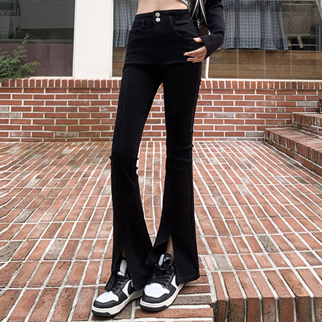 フレアパンツ デニム スキニーパンツ ロング ストレッチ 伸縮性