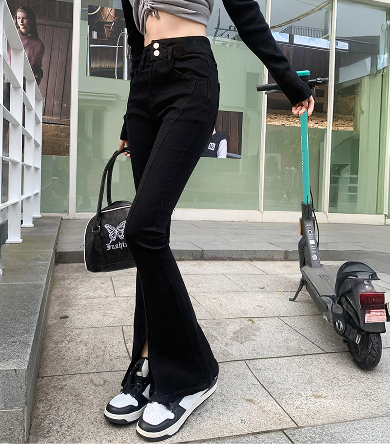 フレアパンツ デニム スキニーパンツ ロング ストレッチ 伸縮性