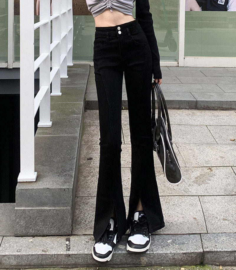 フレアパンツ デニム スキニーパンツ ロング ストレッチ 伸縮性 