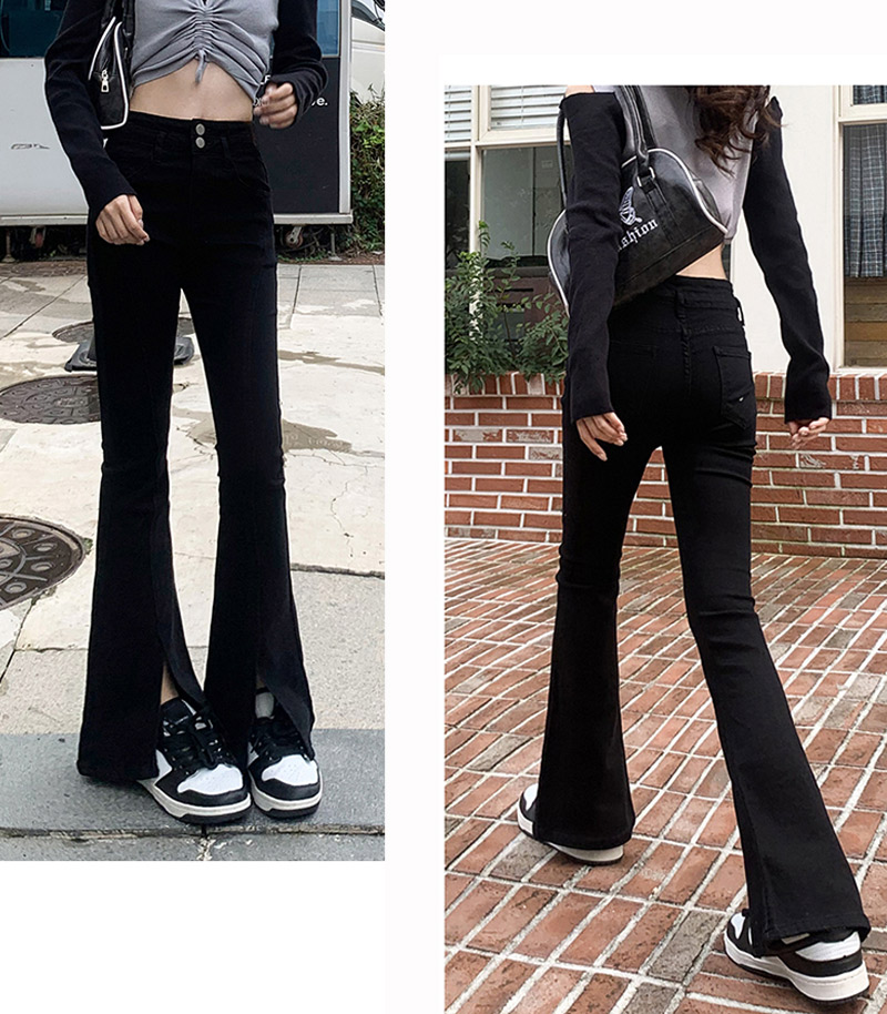 フレアパンツ デニム スキニーパンツ ロング ストレッチ 伸縮性