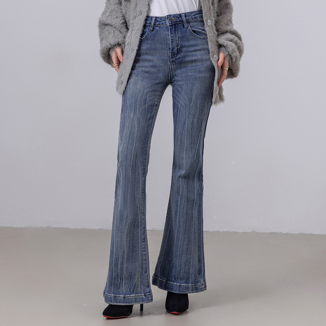 デニム フレアパンツ レディース ボトムス ロング スリム 美脚 脚長