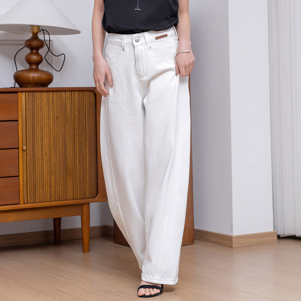 カーブデニム パンツ レディース 細見え カーブライン シルエット