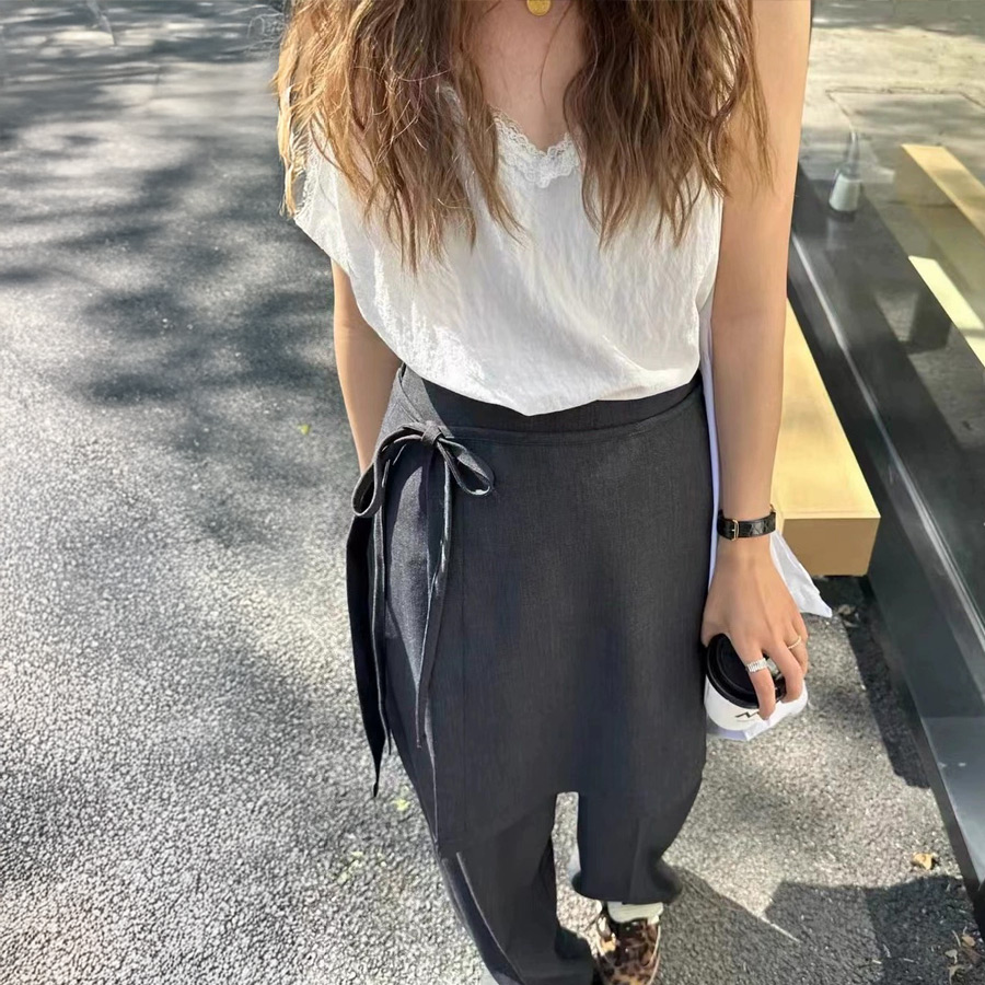 スラックス ラップスカート 2点 セット ワイドパンツ レイヤード