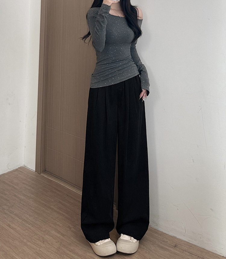 ワイド パンツ 黒 白