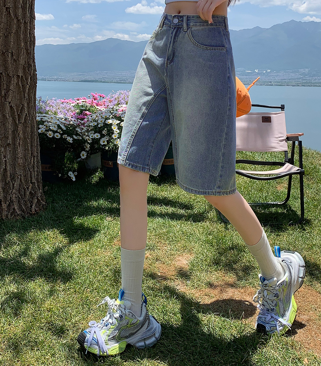 バミューダパンツ レディース デニム ボトムス ワイドパンツ