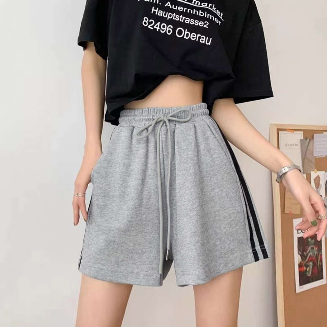 ハーフパンツ レディース スウェット ボトムス ワイド トラックパンツ