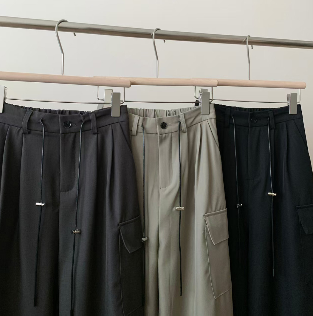 ワイド タック パンツ レディース ボトムス カーゴ風 ロングパンツ