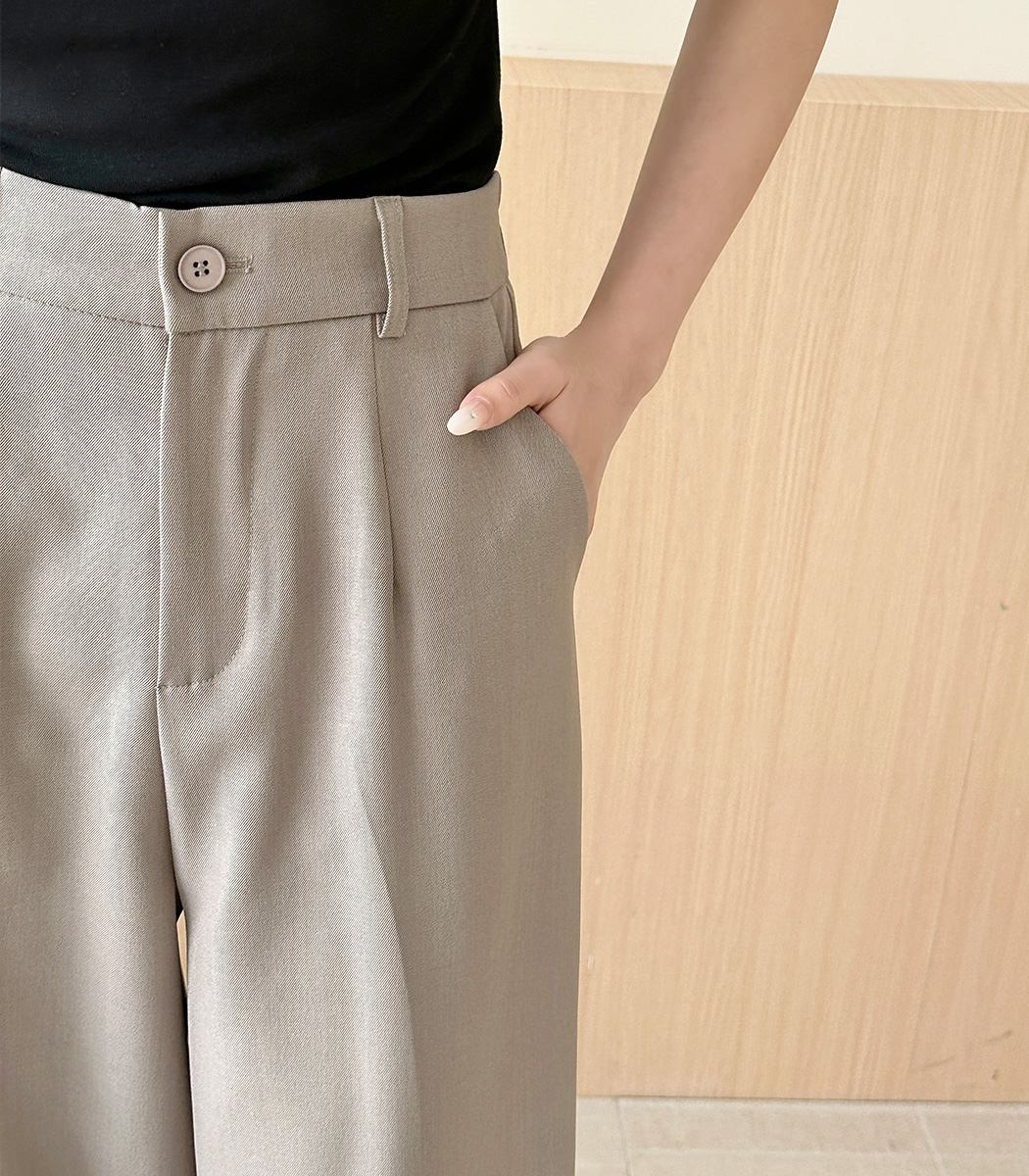 ワイドパンツ 薄手 黒