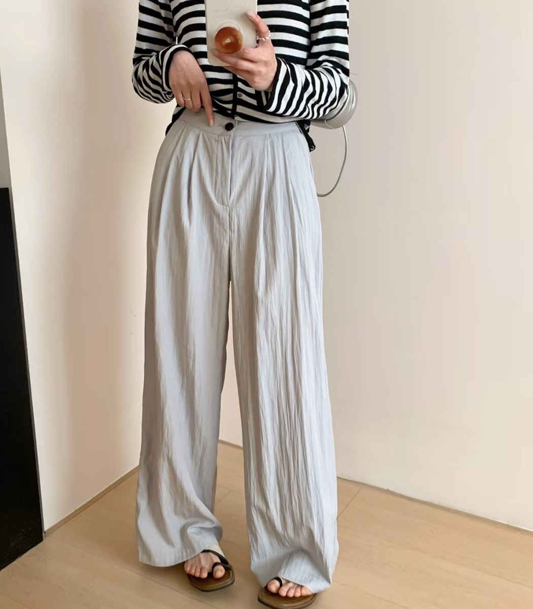 ワイドパンツ 薄手 黒