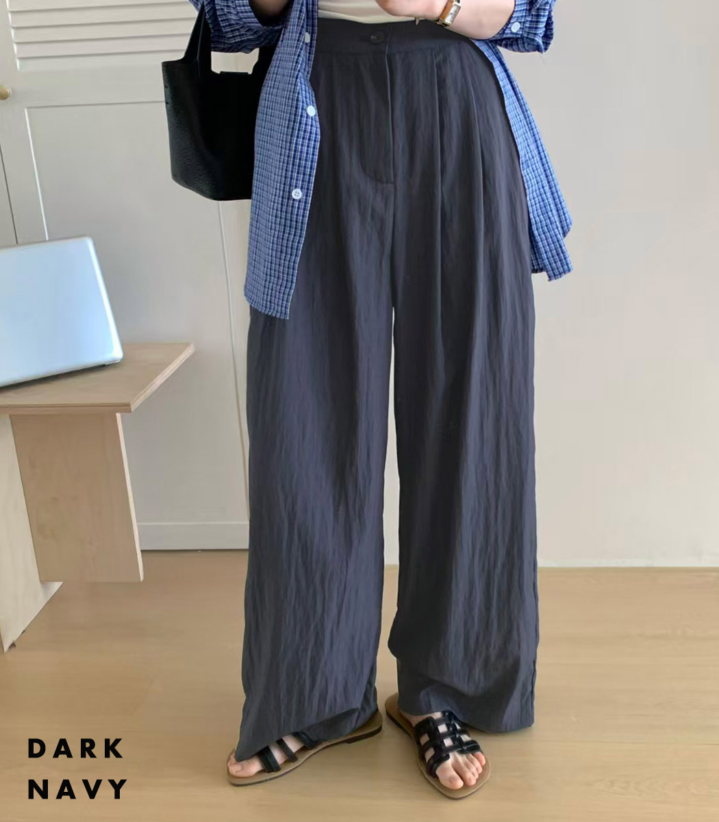 ワイドパンツ 薄手 黒