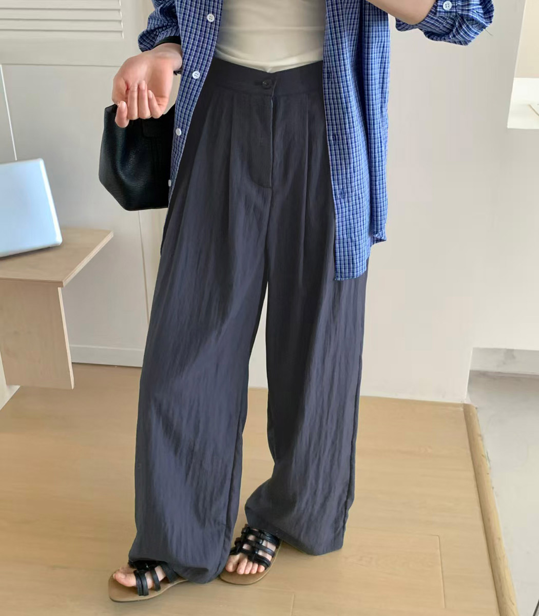 ワイドパンツ 薄手 黒