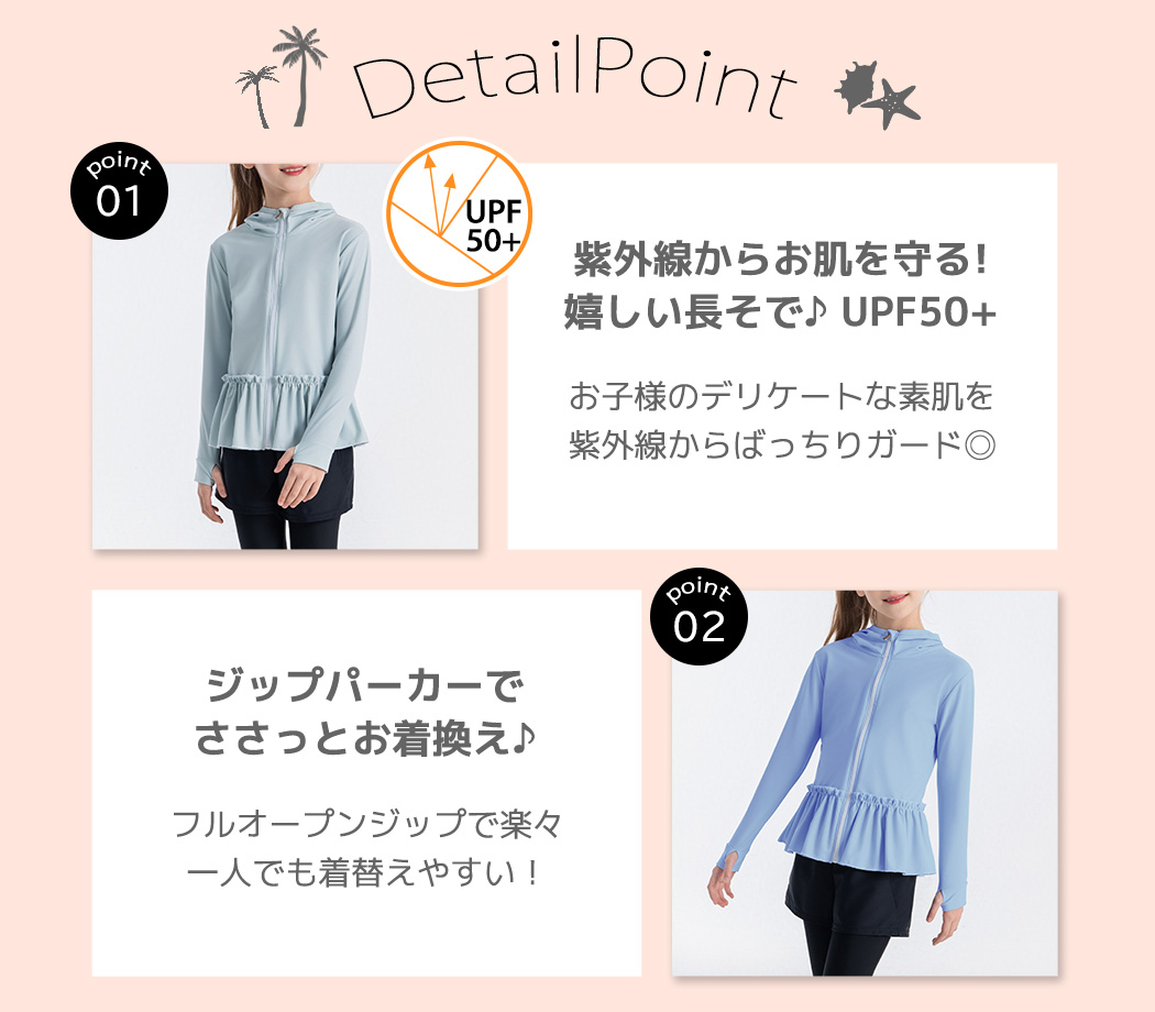 UVカット率 99%以上 キッズ ラッシュガー...の詳細画像3