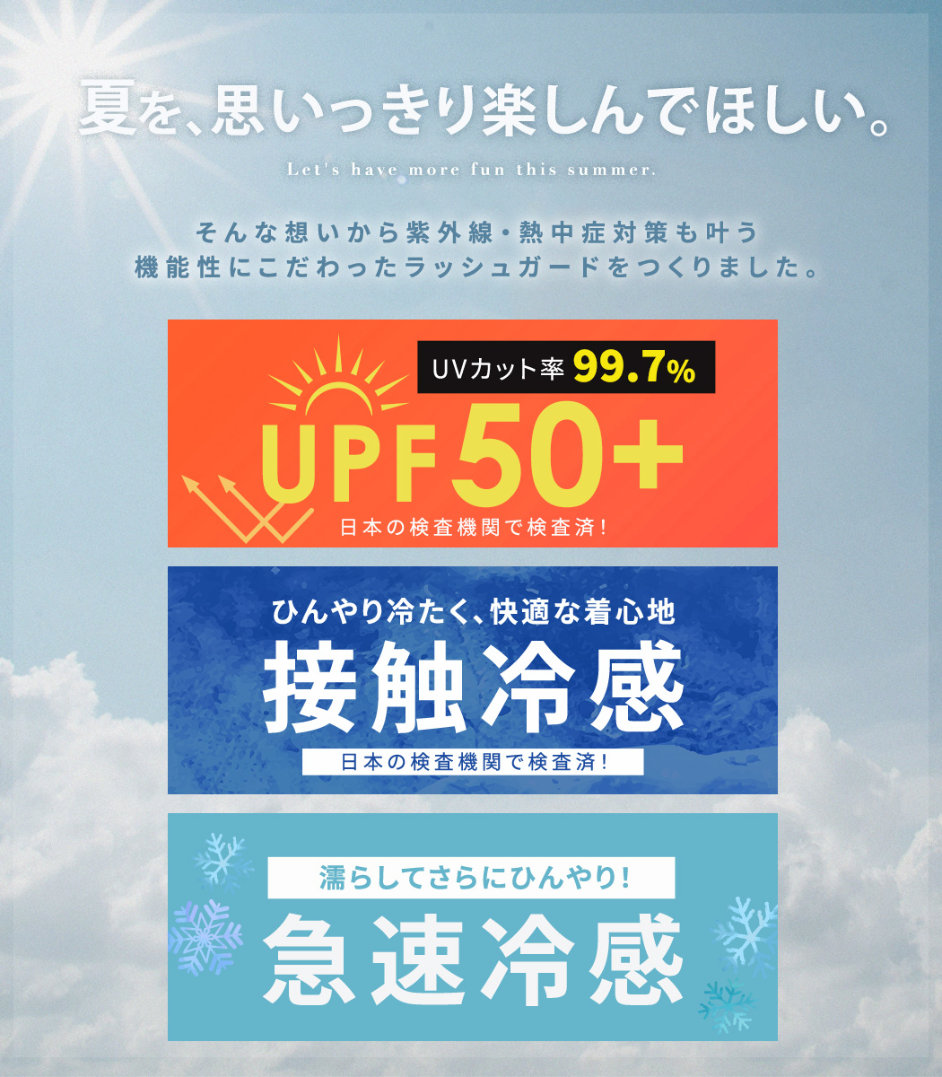 UVカット率 99%以上 ラッシュガード レデ...の詳細画像1