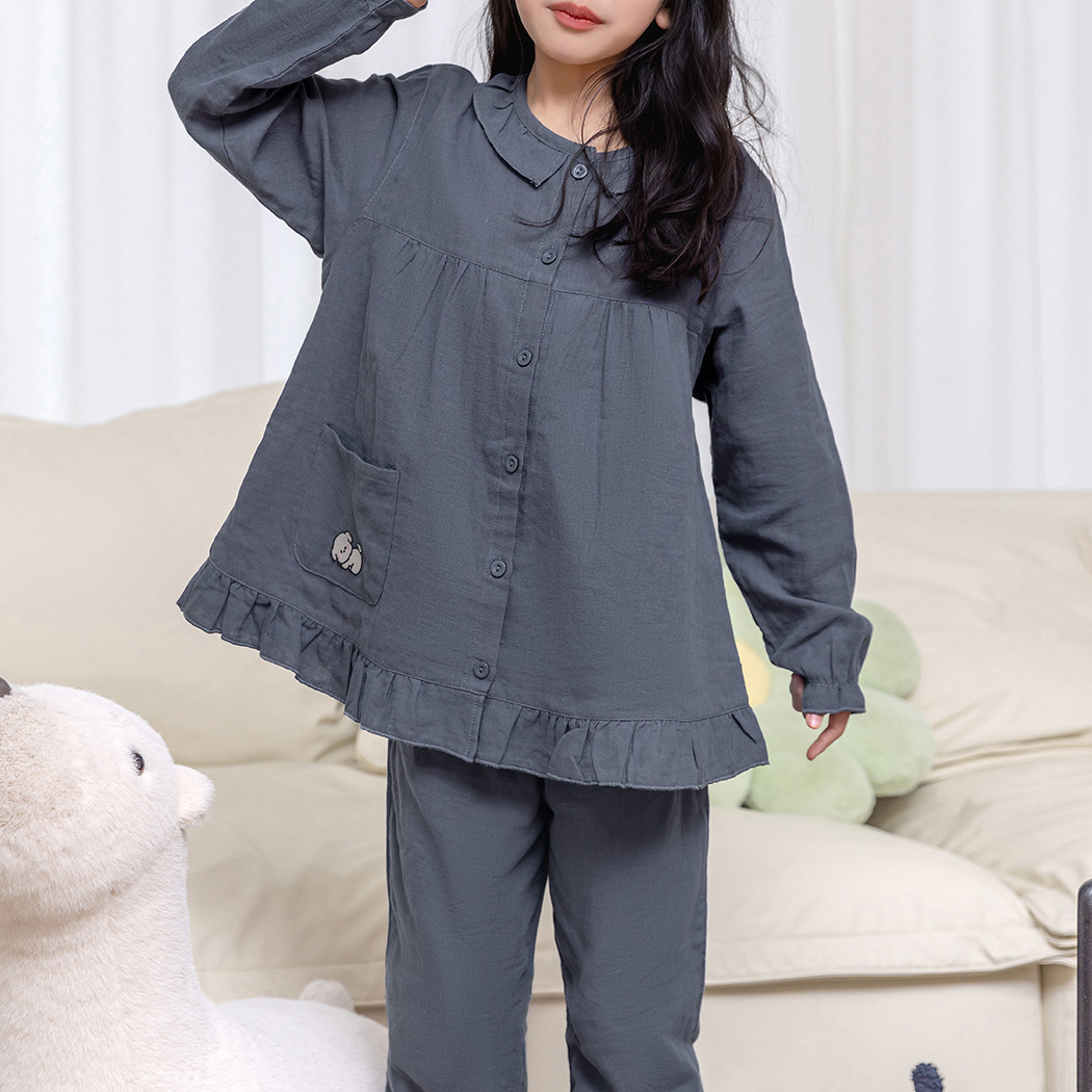 キッズ パジャマ 長袖 前開き 女の子 セットアップ セパレート 2点