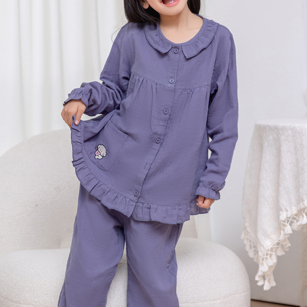 キッズ パジャマ 長袖 前開き 女の子 セットアップ セパレート 2