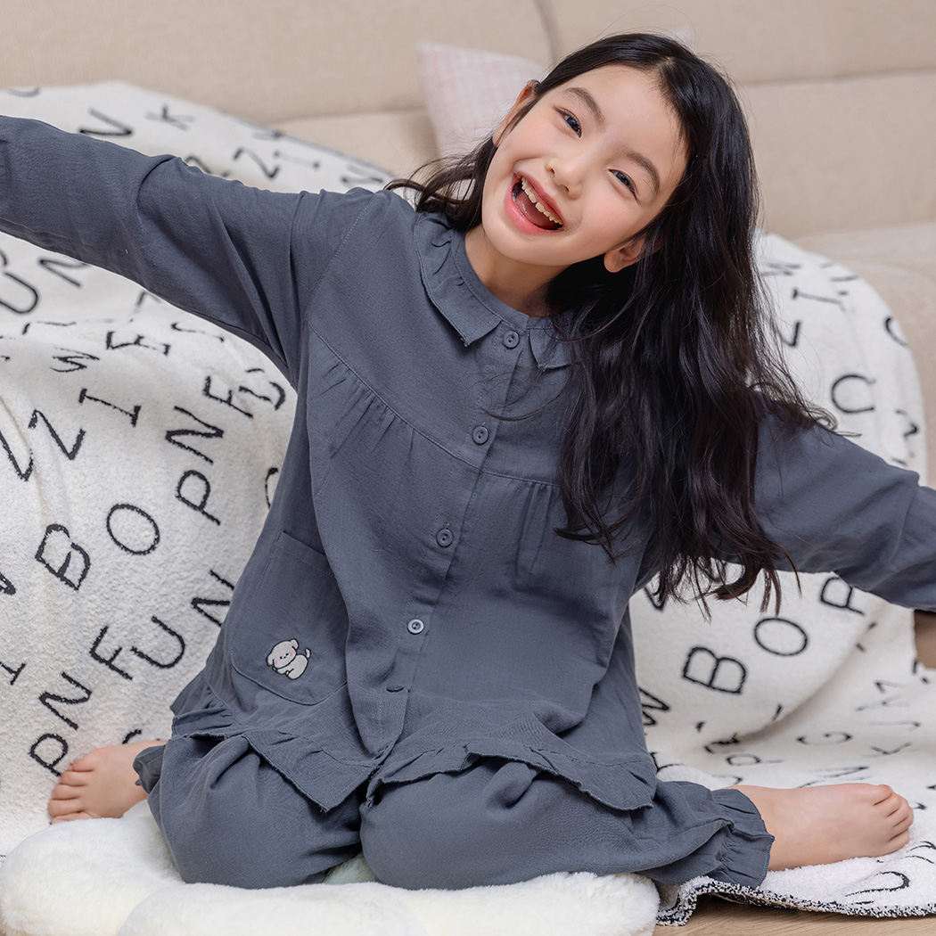 キッズ パジャマ 長袖 前開き 女の子 セットアップ セパレート 2