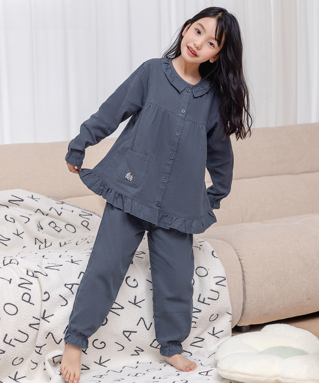 キッズ パジャマ 長袖 前開き 女の子 セットアップ セパレート 2