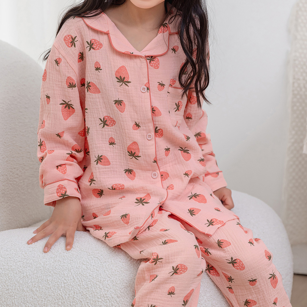 キッズ パジャマ 長袖 前開き 女の子 セットアップ セパレート 2点