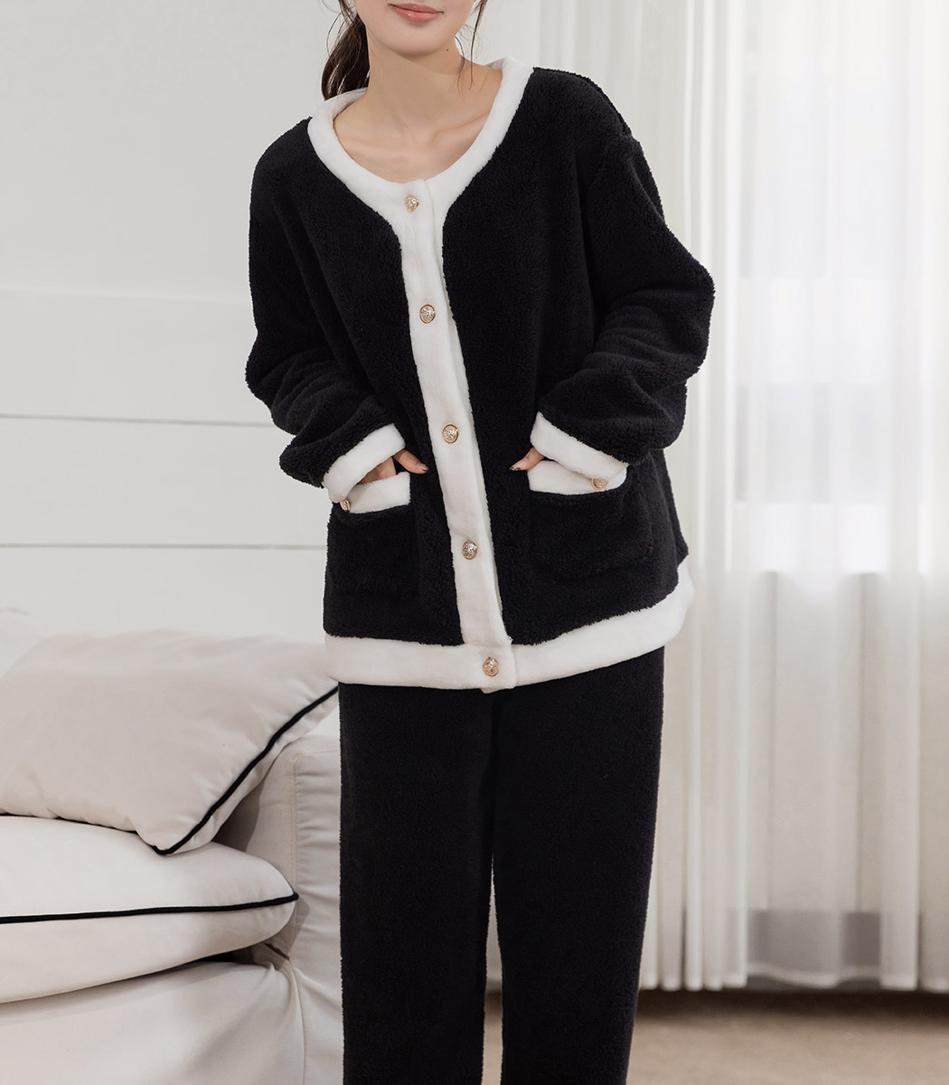 ルームウェア レディース 長袖 トップス パンツ 2点セット 起毛 ボア